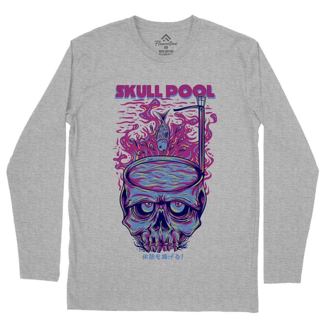 Skull Pool Mens Long Sleeve T-Shirt Horror D817