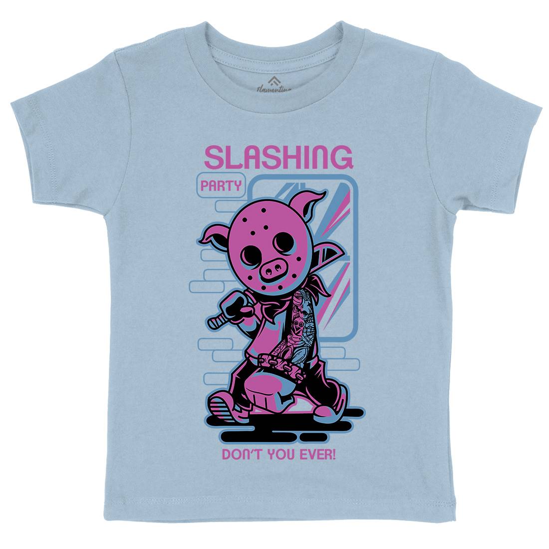 Party Pig Kids Crew Neck T-Shirt Horror D819