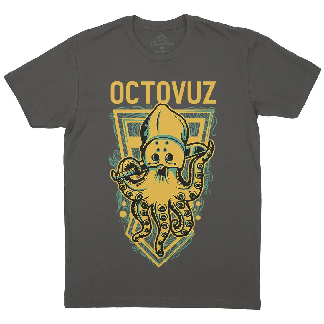 Octopus Mens Organic Crew Neck T-Shirt Horror D820