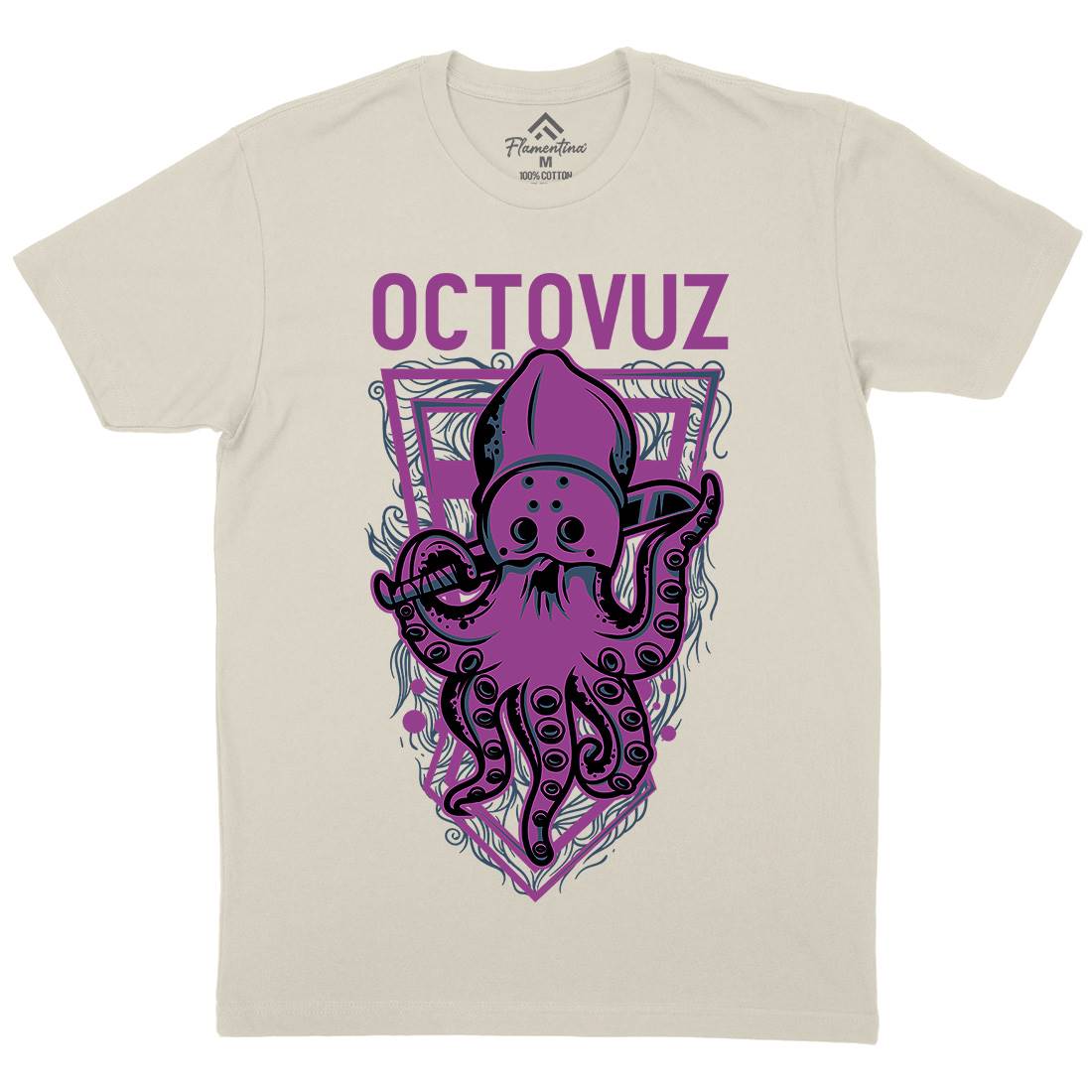 Octopus Mens Organic Crew Neck T-Shirt Horror D820