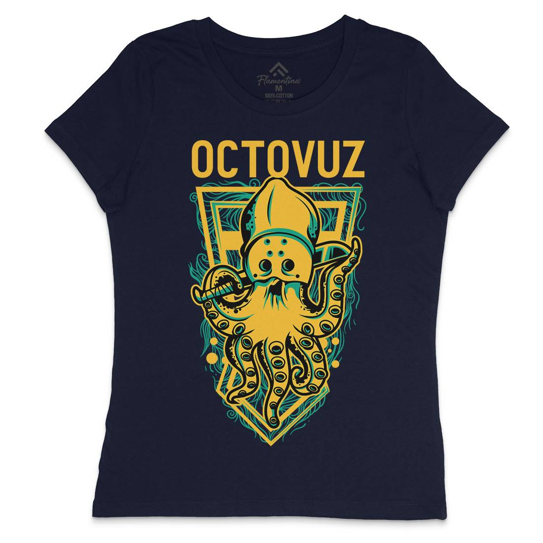 Octopus Womens Crew Neck T-Shirt Horror D820