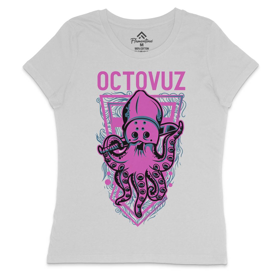 Octopus Womens Crew Neck T-Shirt Horror D820
