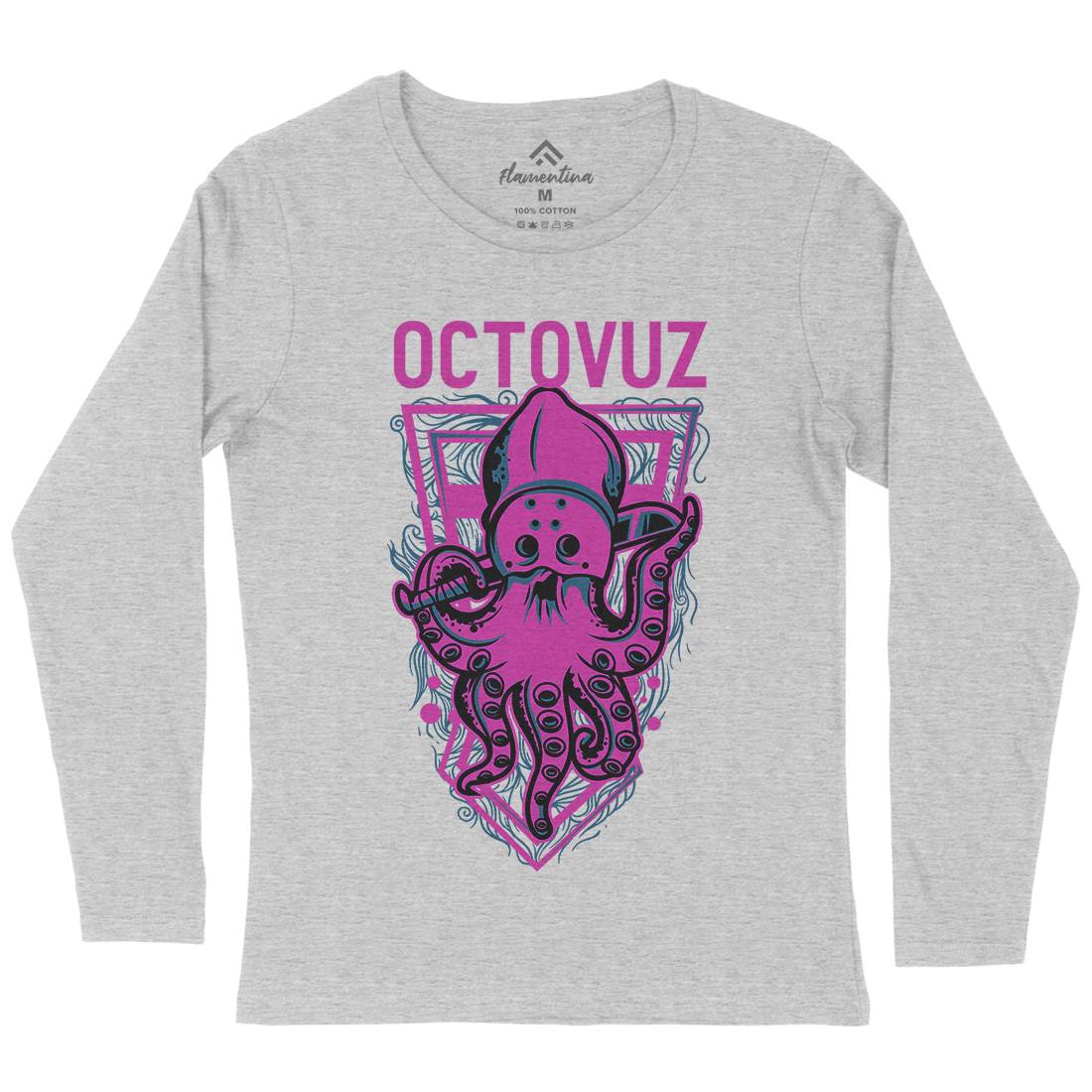 Octopus Womens Long Sleeve T-Shirt Horror D820