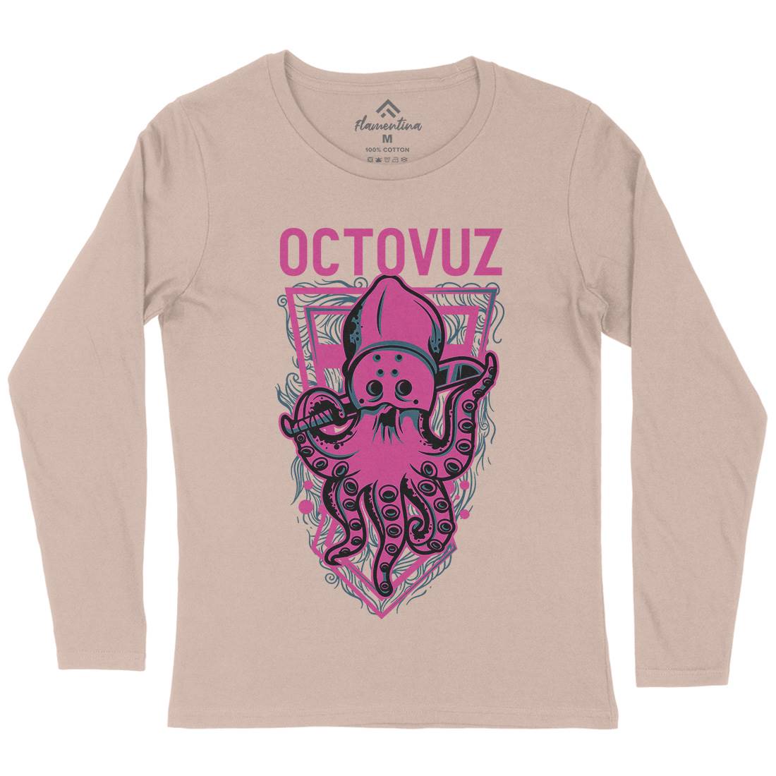 Octopus Womens Long Sleeve T-Shirt Horror D820