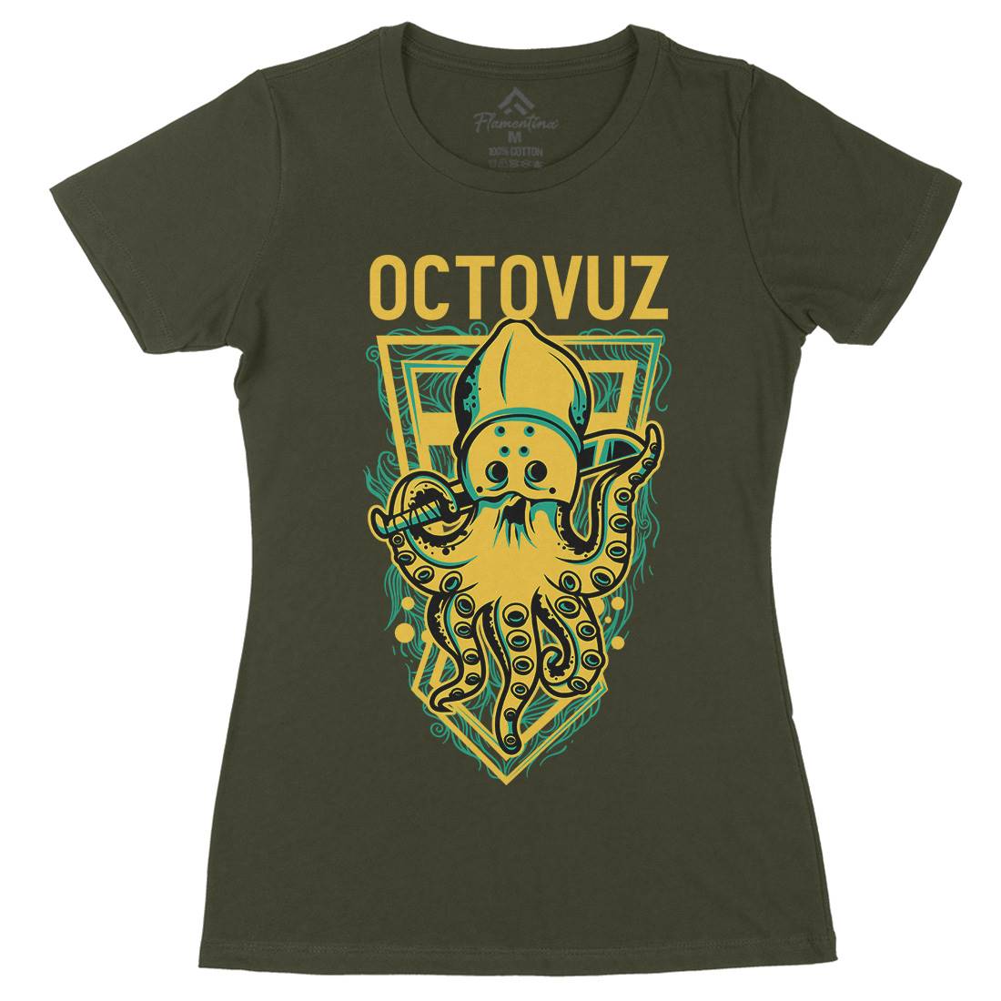 Octopus Womens Organic Crew Neck T-Shirt Horror D820