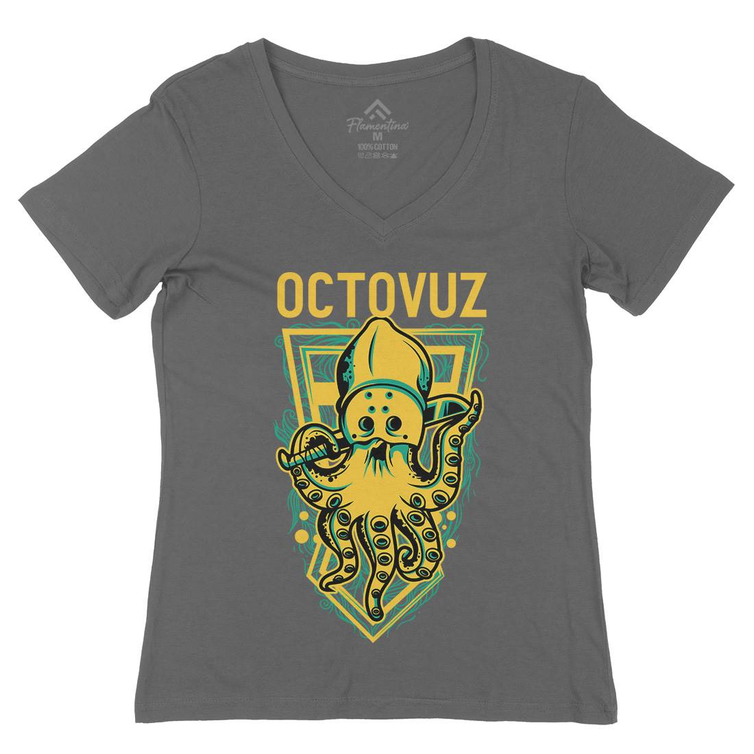 Octopus Womens Organic V-Neck T-Shirt Horror D820