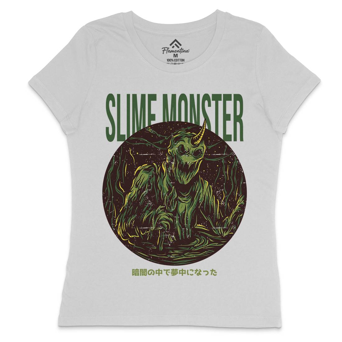 Slime Monster Womens Crew Neck T-Shirt Horror D822
