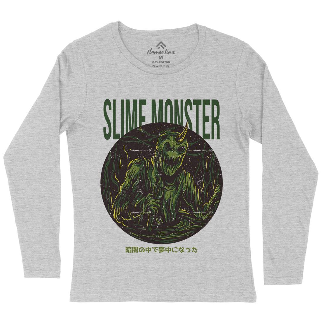 Slime Monster Womens Long Sleeve T-Shirt Horror D822