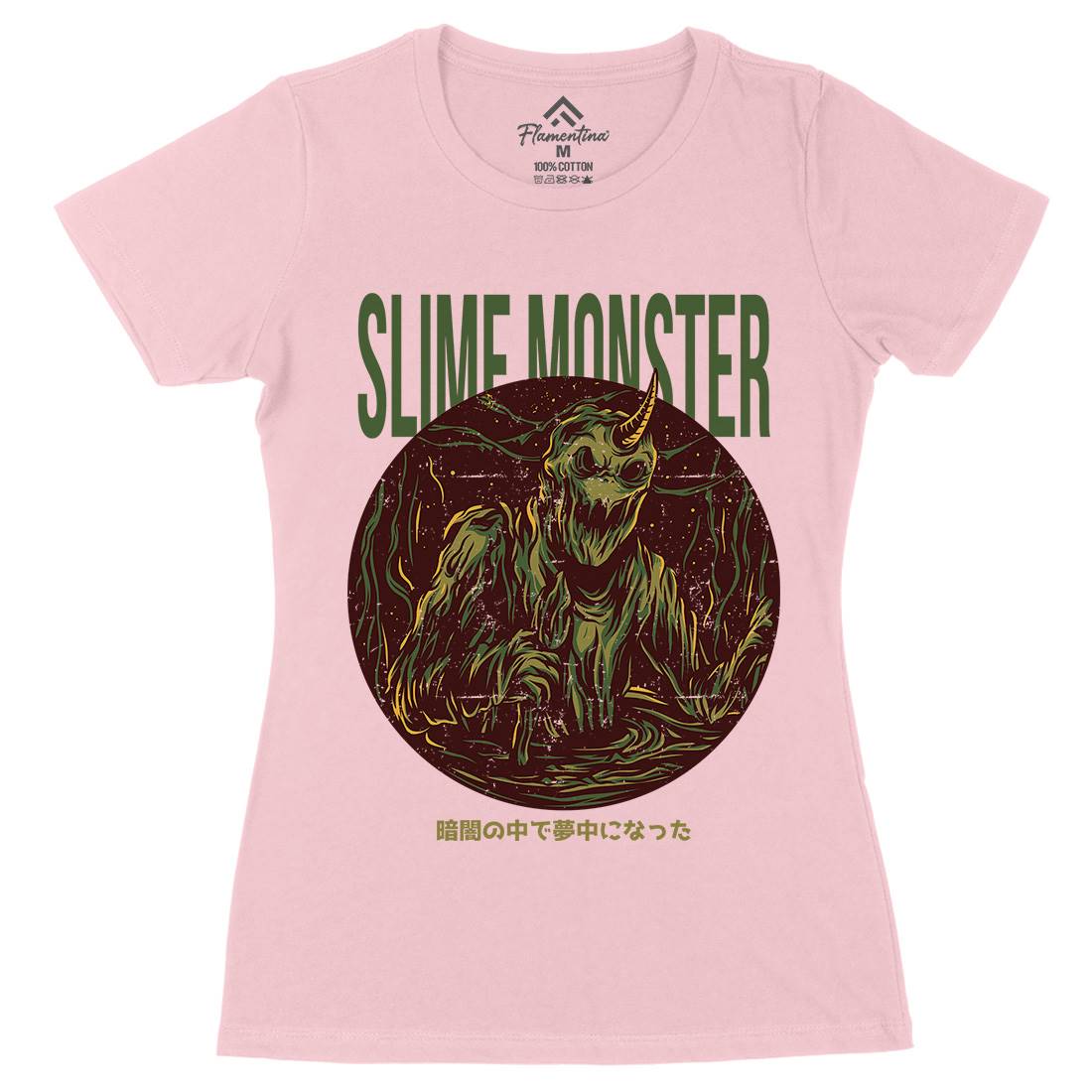 Slime Monster Womens Organic Crew Neck T-Shirt Horror D822