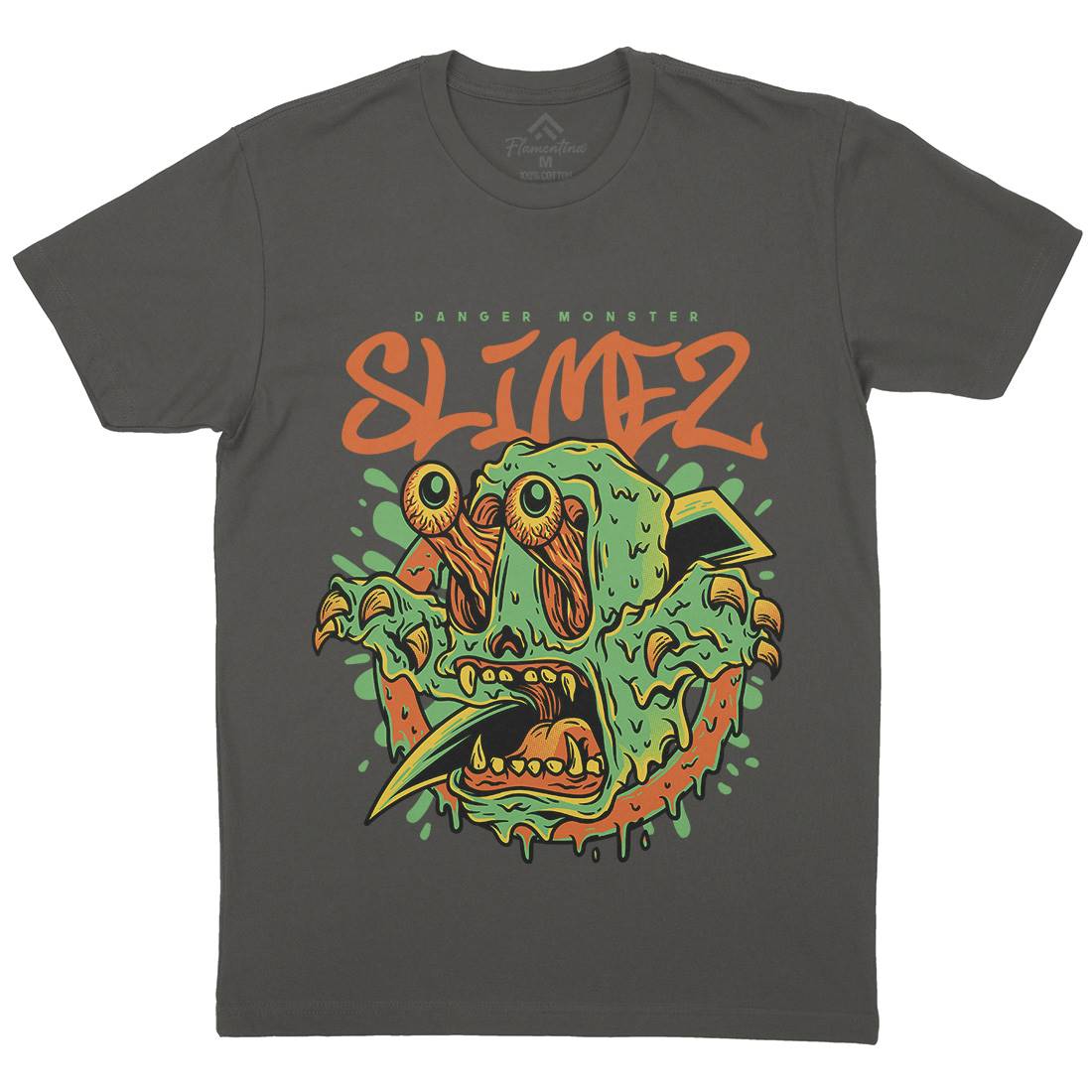 Slime Monster Mens Organic Crew Neck T-Shirt Horror D823
