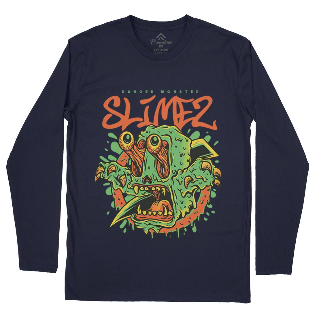 Slime Monster Mens Long Sleeve T-Shirt Horror D823