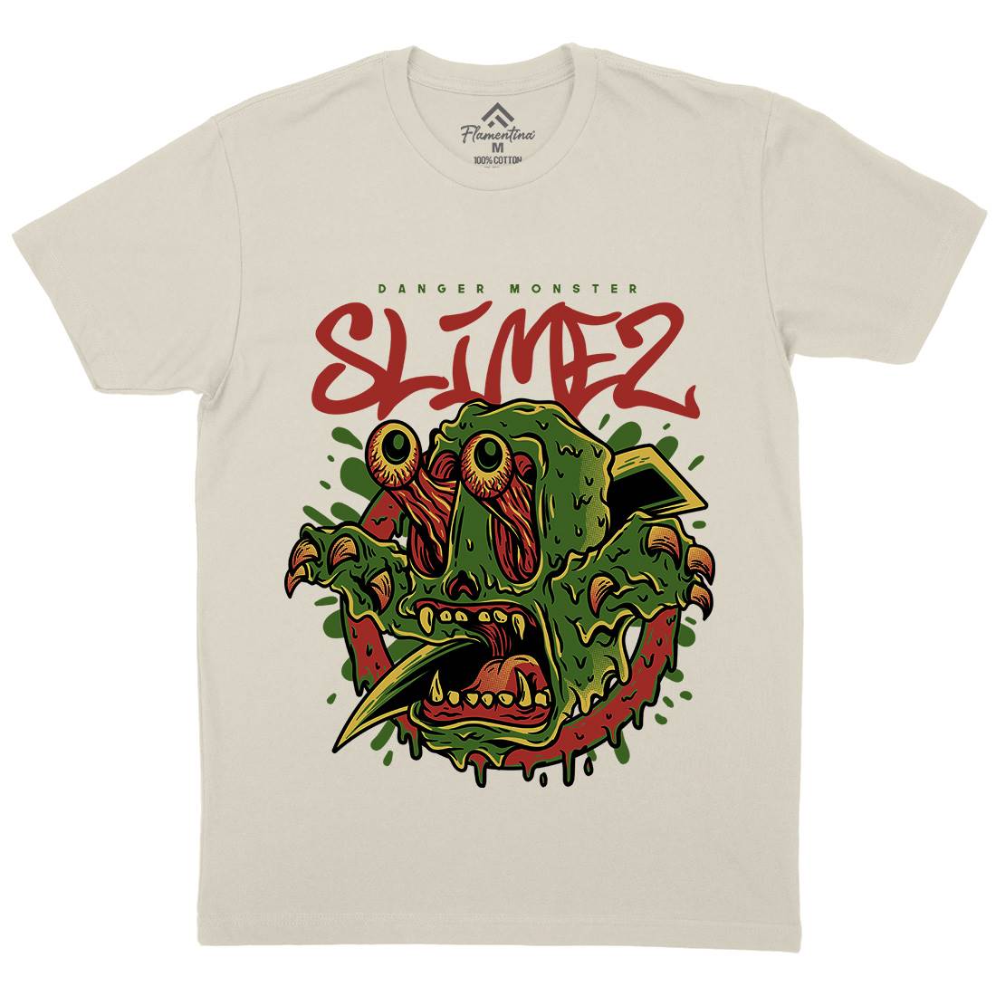 Slime Monster Mens Organic Crew Neck T-Shirt Horror D823