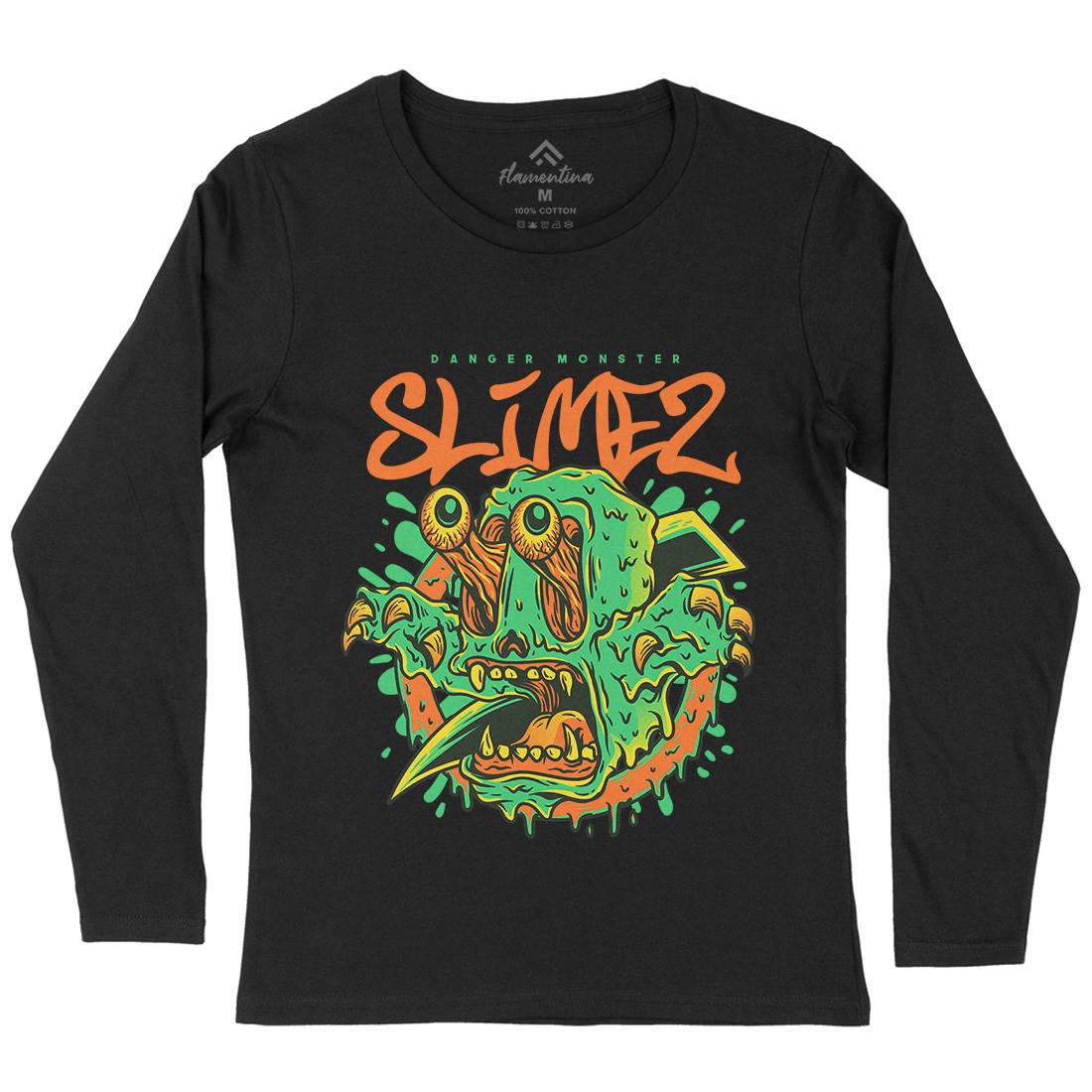 Slime Monster Womens Long Sleeve T-Shirt Horror D823