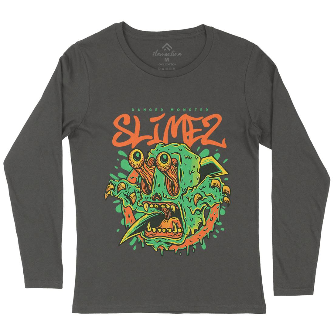 Slime Monster Womens Long Sleeve T-Shirt Horror D823