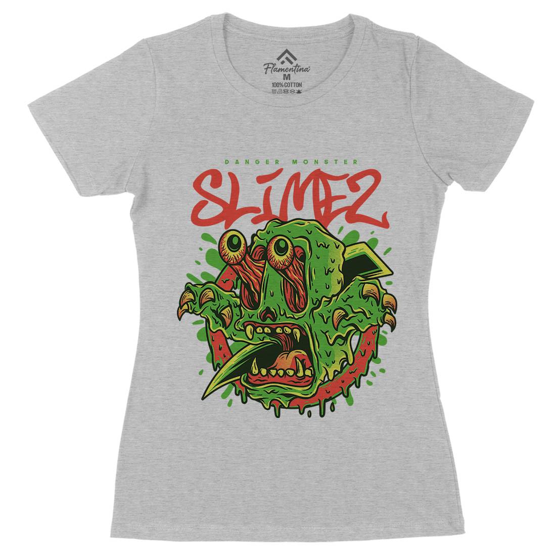Slime Monster Womens Organic Crew Neck T-Shirt Horror D823