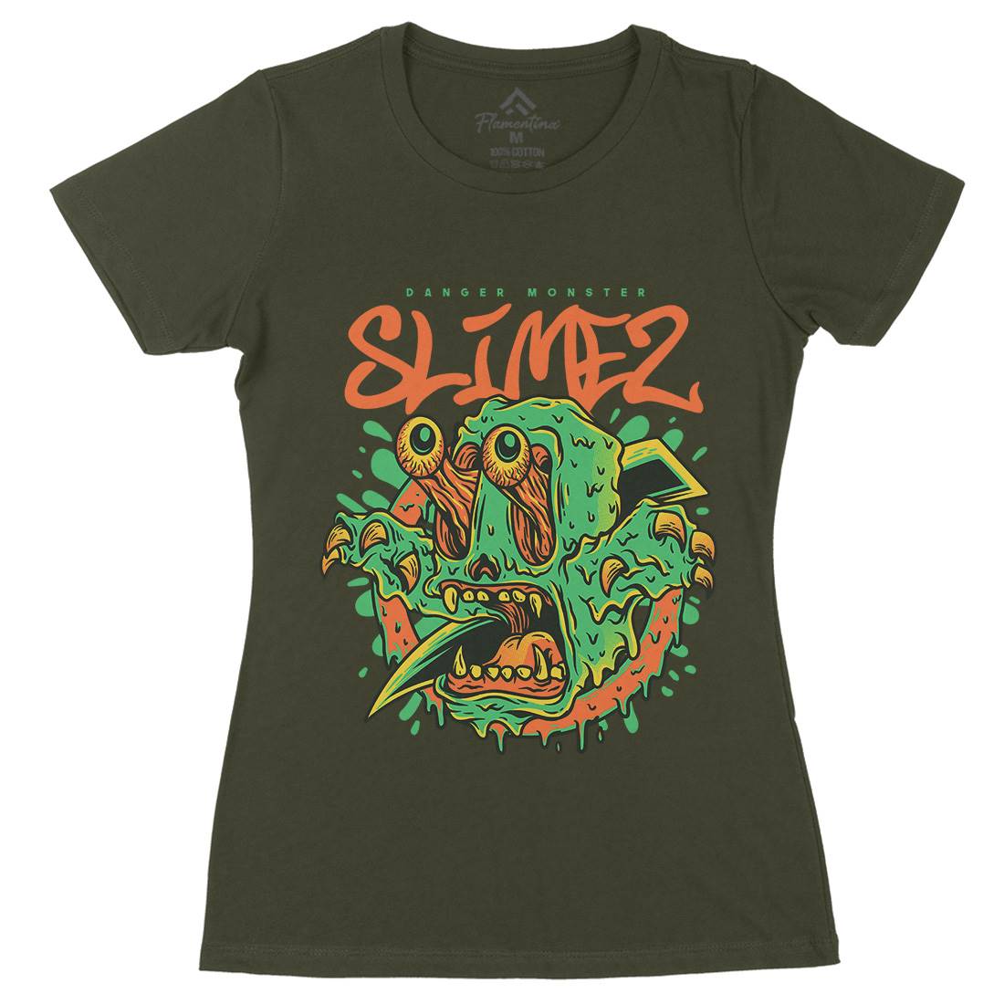 Slime Monster Womens Organic Crew Neck T-Shirt Horror D823