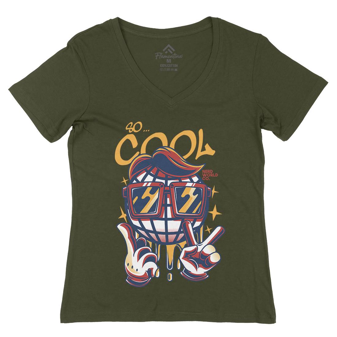 So Cool Womens Organic V-Neck T-Shirt Geek D824