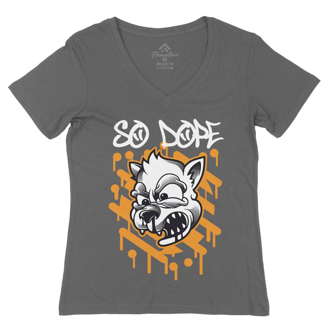 So Dope Wolf Womens Organic V-Neck T-Shirt Animals D825