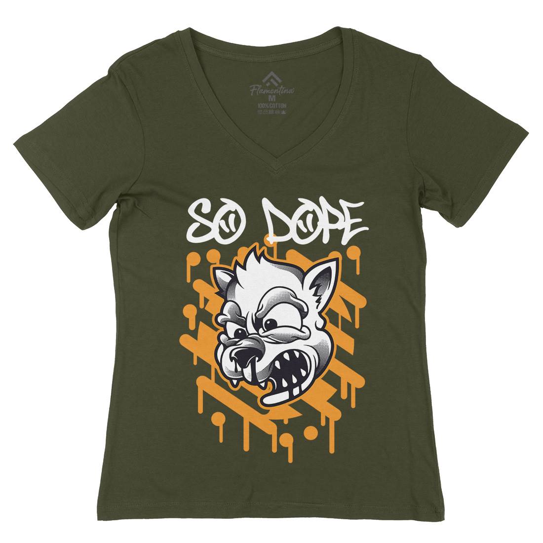 So Dope Wolf Womens Organic V-Neck T-Shirt Animals D825
