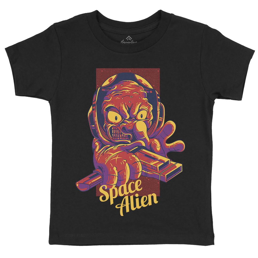Alien Kids Crew Neck T-Shirt Space D827
