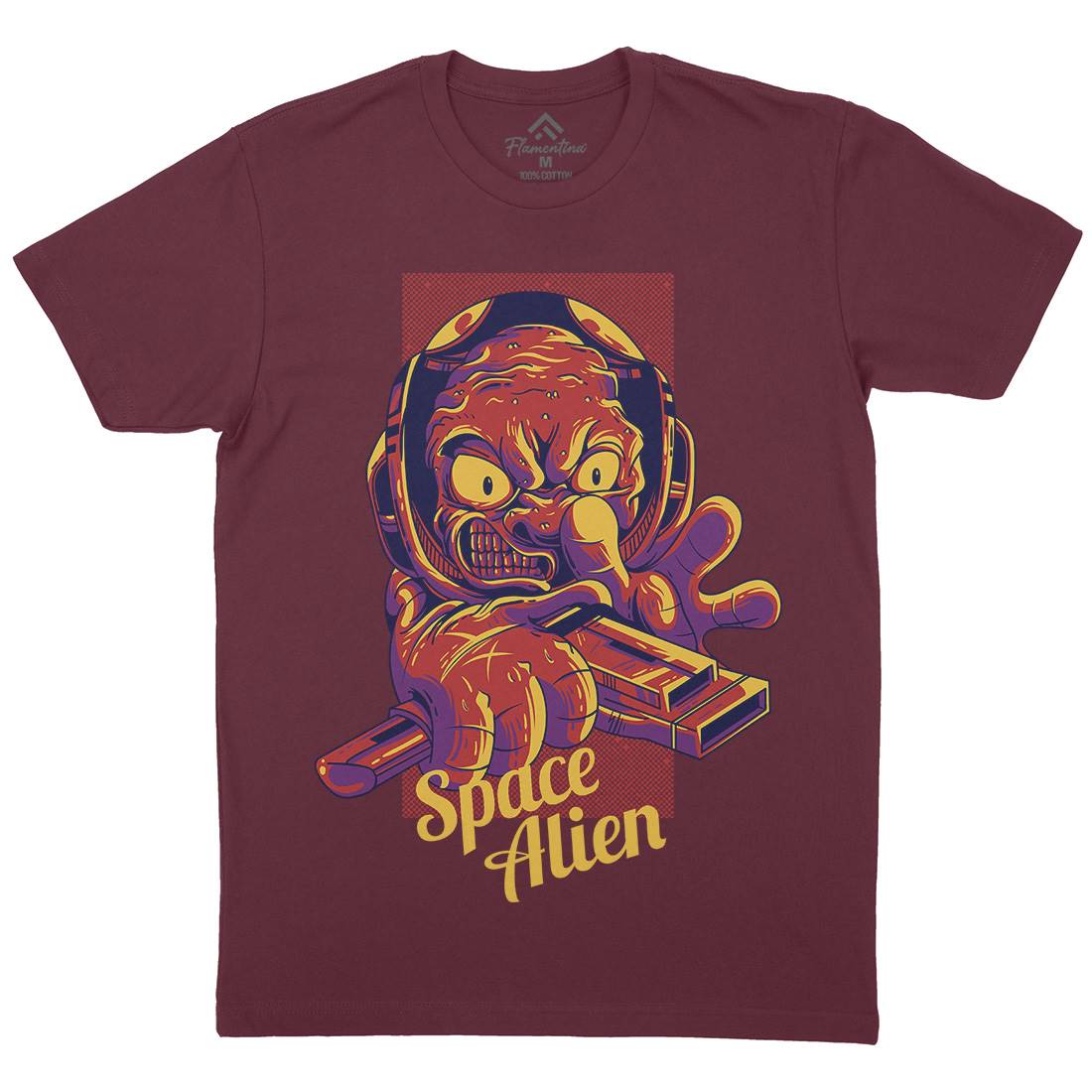 Alien Mens Crew Neck T-Shirt Space D827