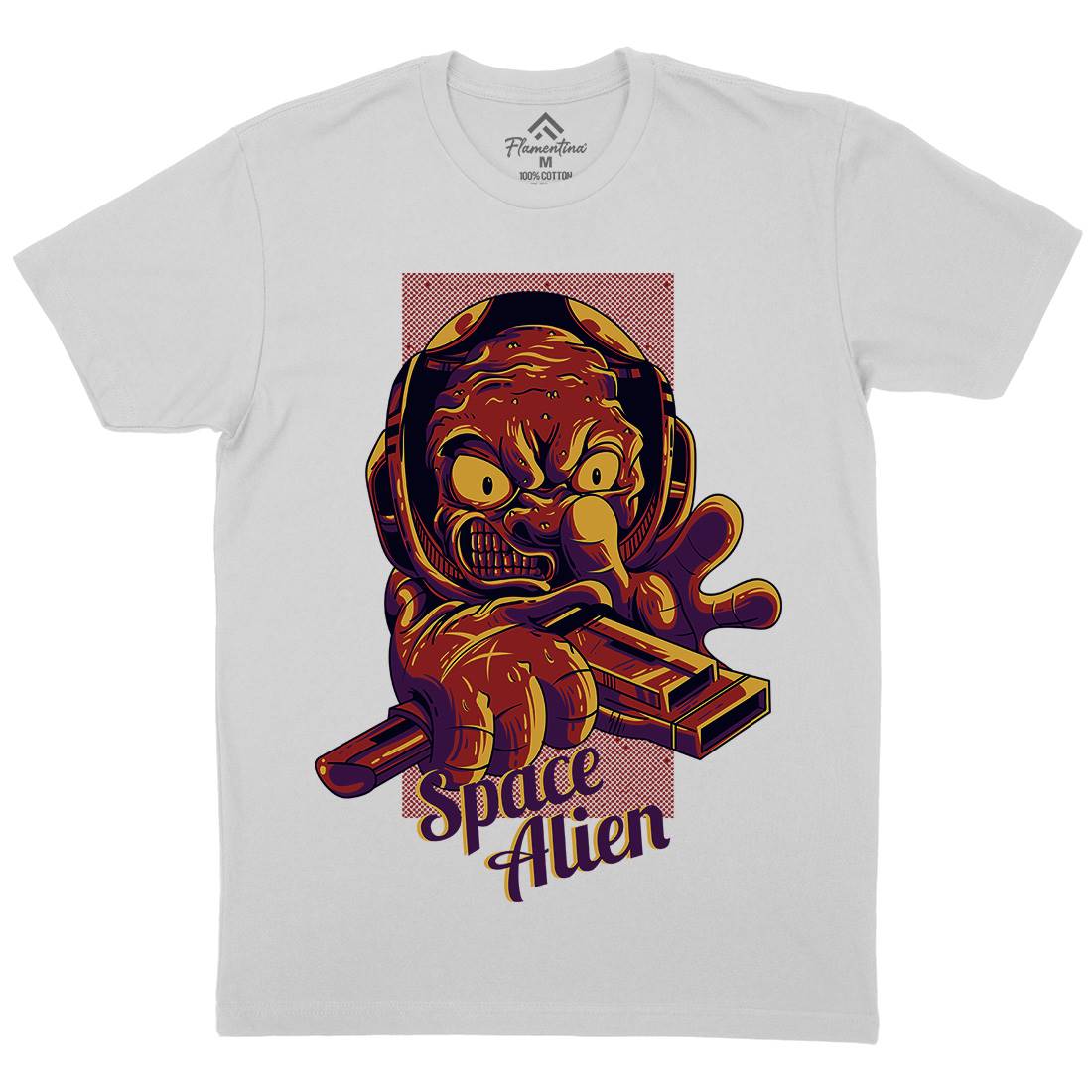 Alien Mens Crew Neck T-Shirt Space D827