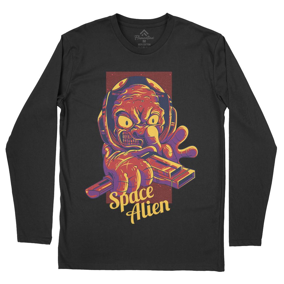 Alien Mens Long Sleeve T-Shirt Space D827