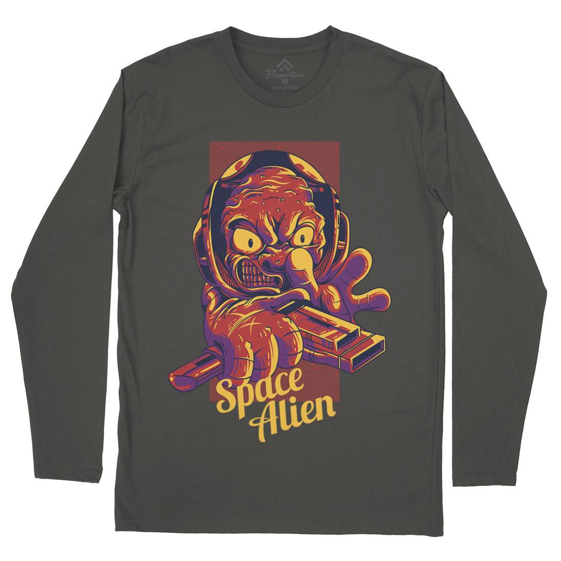 Alien Mens Long Sleeve T-Shirt Space D827