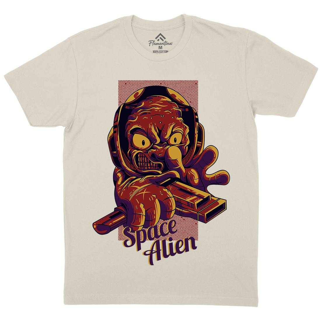 Alien Mens Organic Crew Neck T-Shirt Space D827