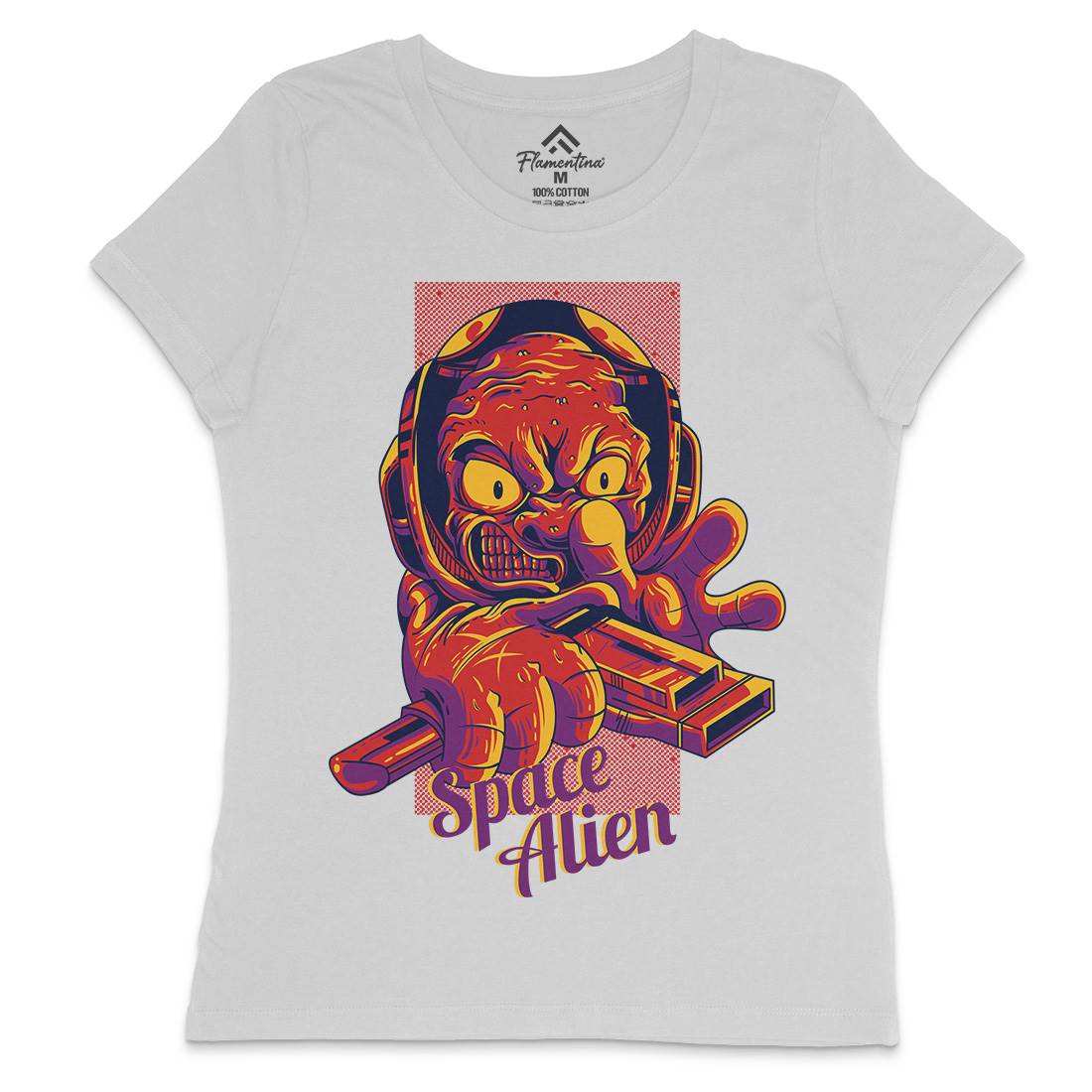 Alien Womens Crew Neck T-Shirt Space D827