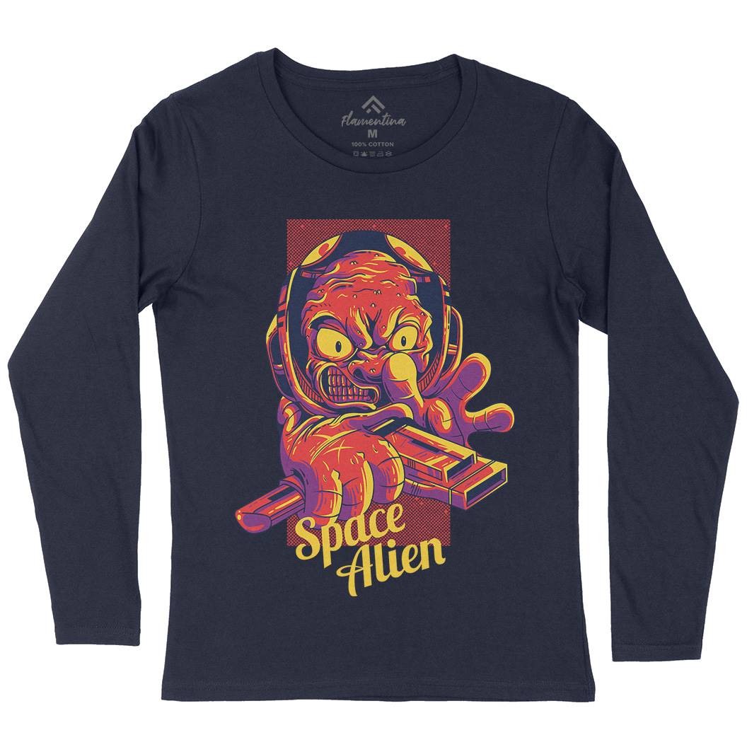 Alien Womens Long Sleeve T-Shirt Space D827