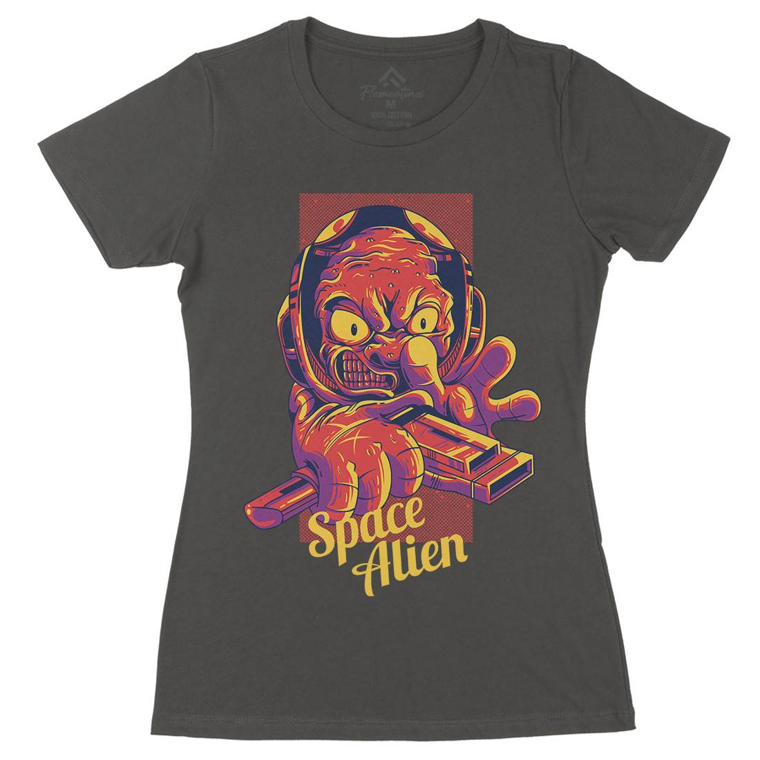 Alien Womens Organic Crew Neck T-Shirt Space D827