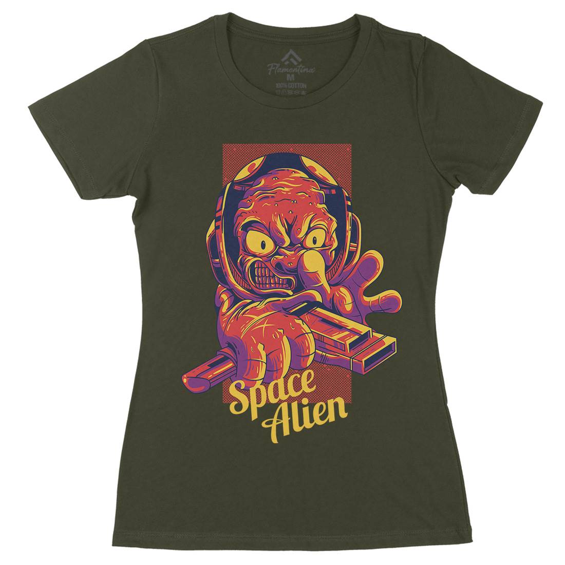 Alien Womens Organic Crew Neck T-Shirt Space D827