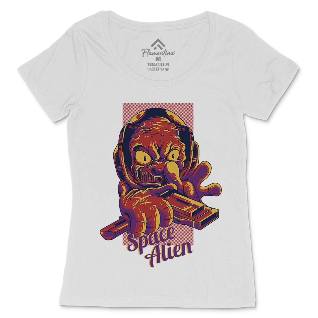 Alien Womens Scoop Neck T-Shirt Space D827