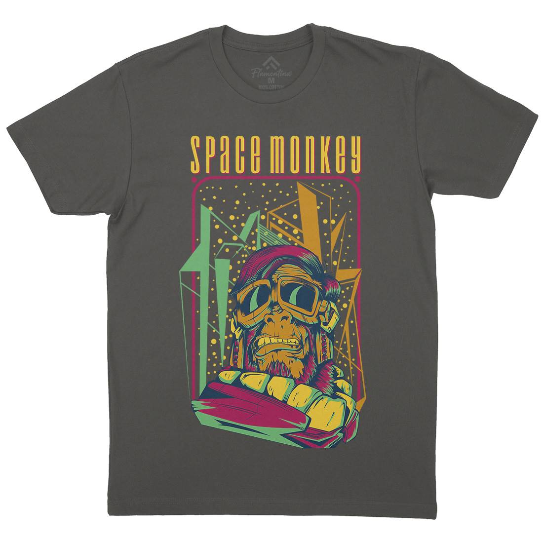 Monkey Mens Organic Crew Neck T-Shirt Space D828