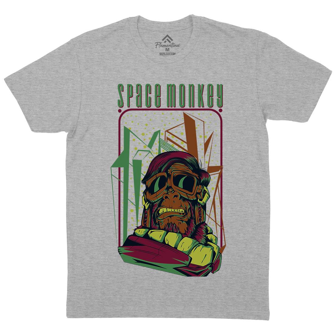 Monkey Mens Organic Crew Neck T-Shirt Space D828
