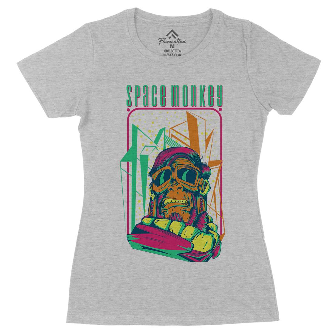 Monkey Womens Organic Crew Neck T-Shirt Space D828