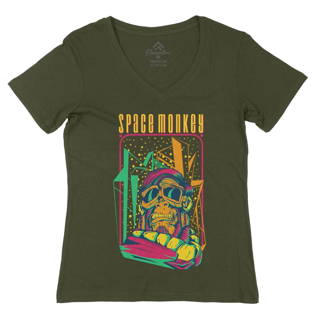 Monkey Womens Organic V-Neck T-Shirt Space D828