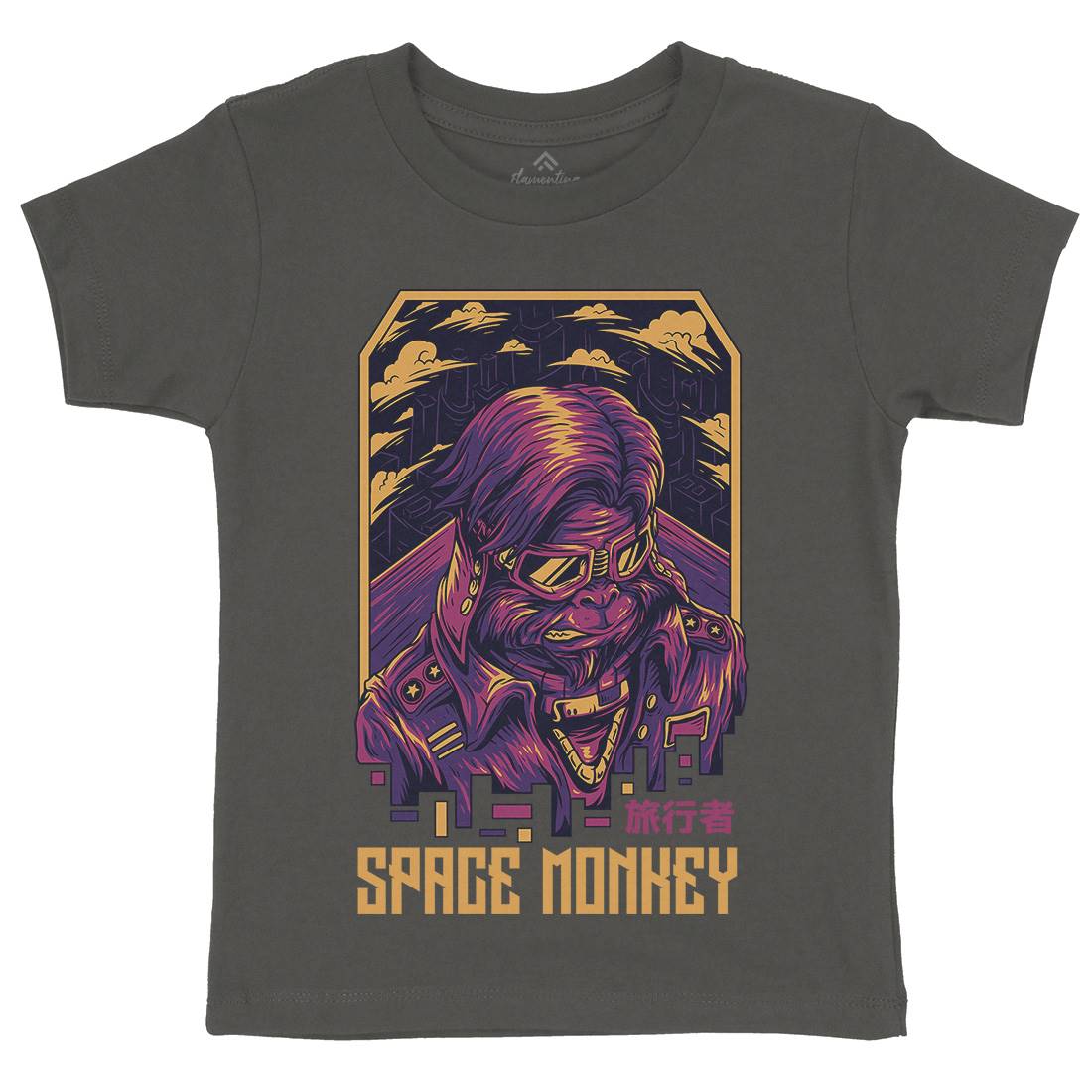 Monkey Kids Organic Crew Neck T-Shirt Space D829