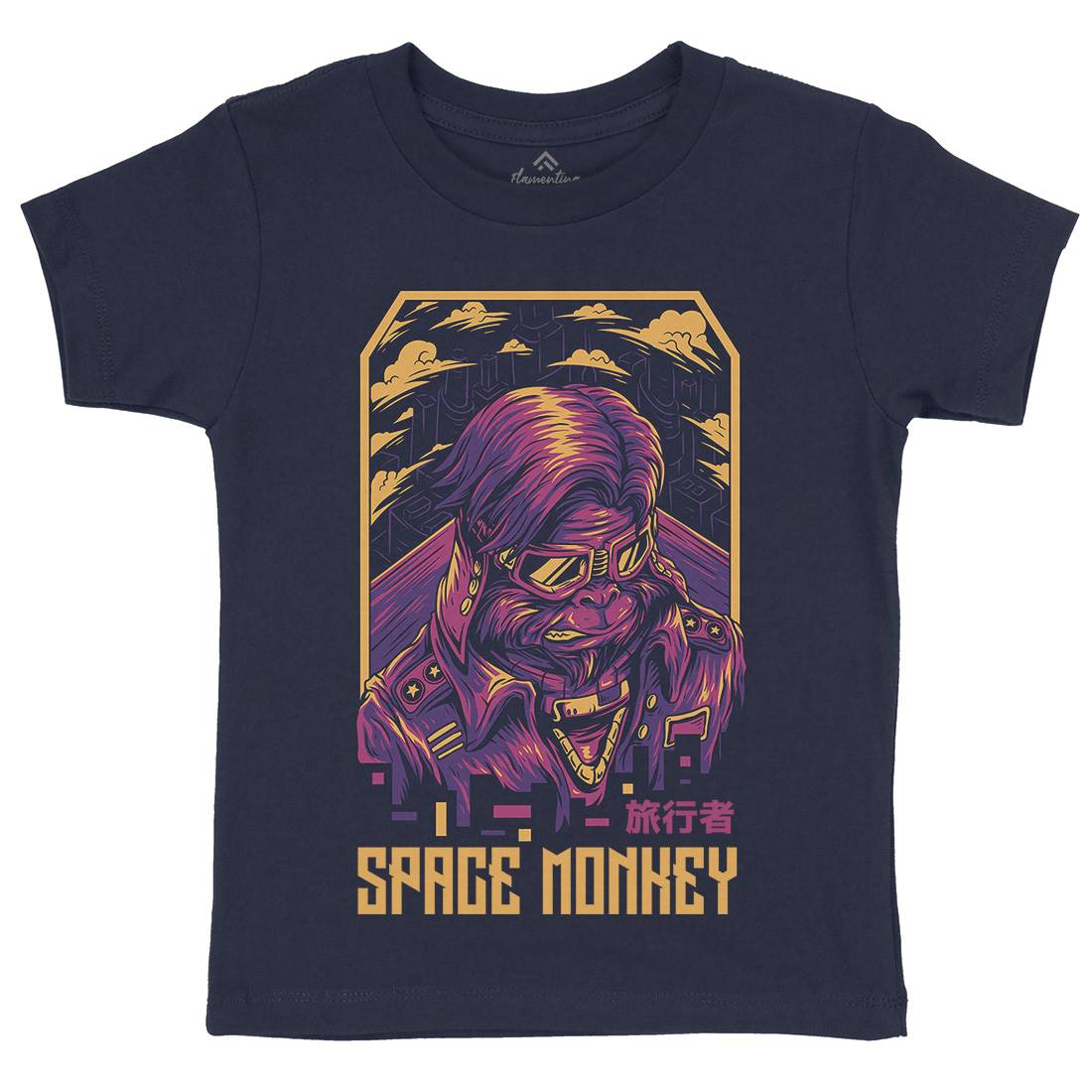 Monkey Kids Crew Neck T-Shirt Space D829