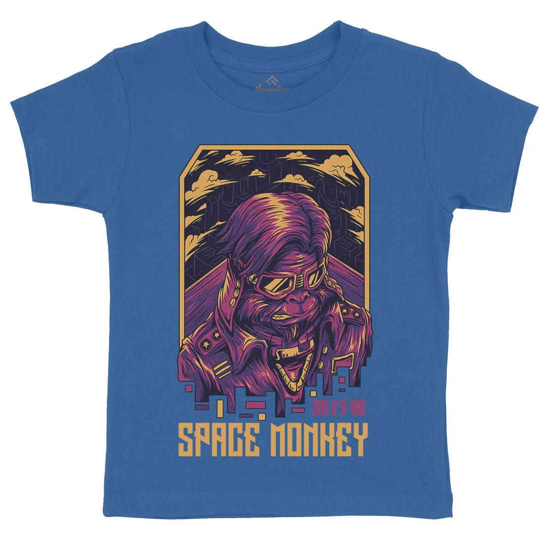 Monkey Kids Crew Neck T-Shirt Space D829