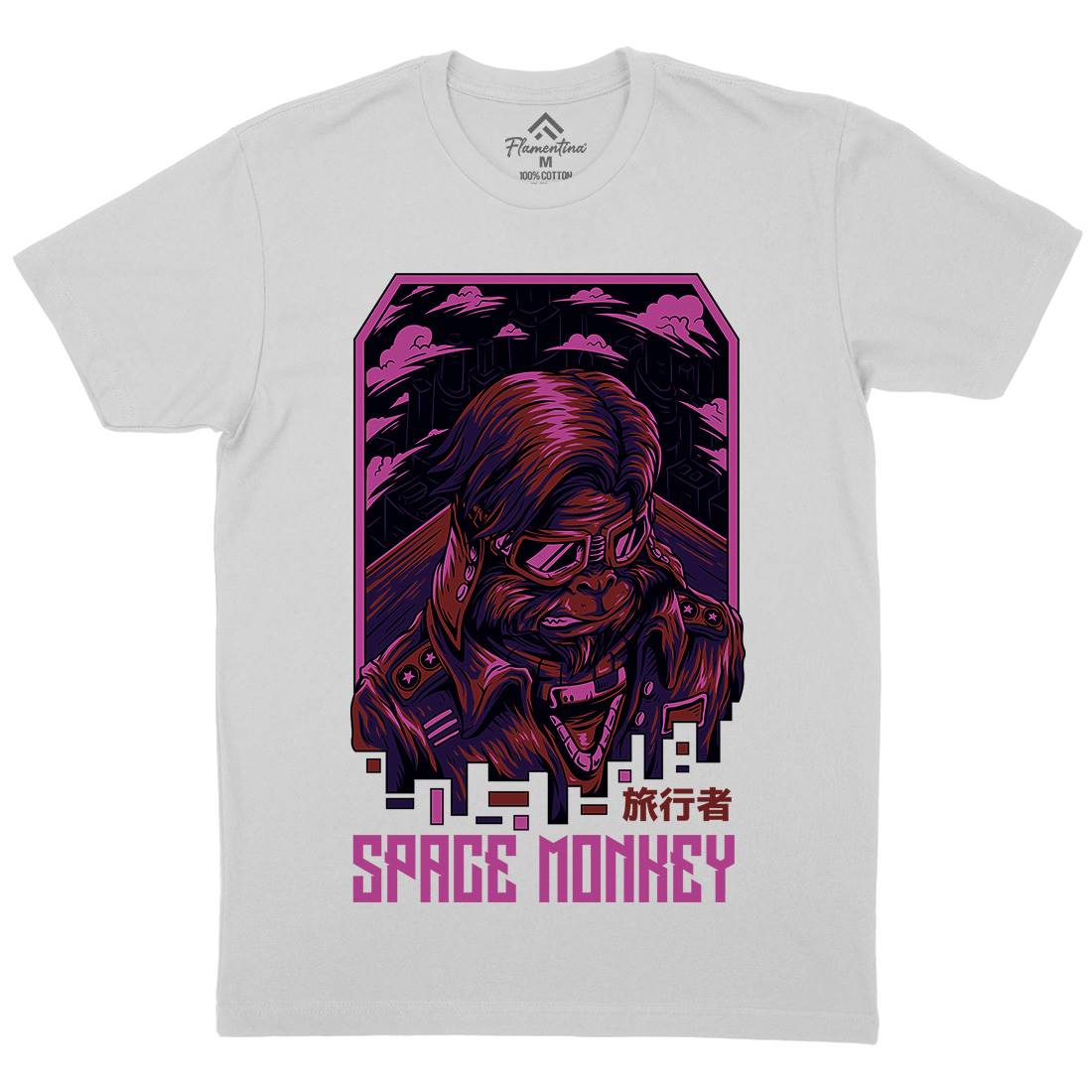 Monkey Mens Crew Neck T-Shirt Space D829