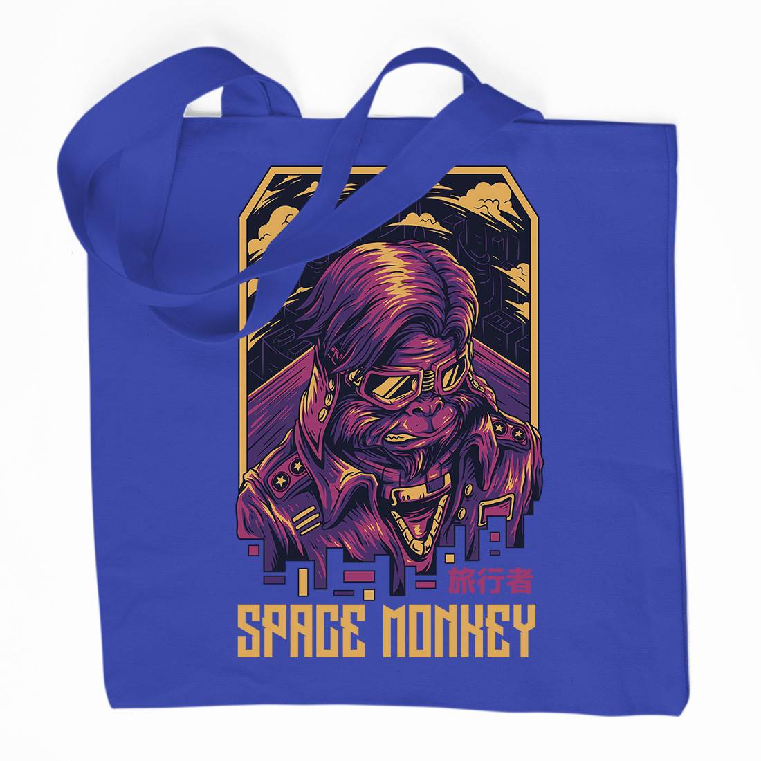 Monkey Organic Premium Cotton Tote Bag Space D829