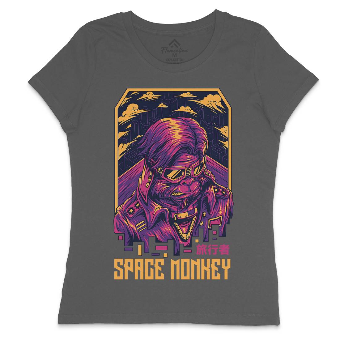 Monkey Womens Crew Neck T-Shirt Space D829