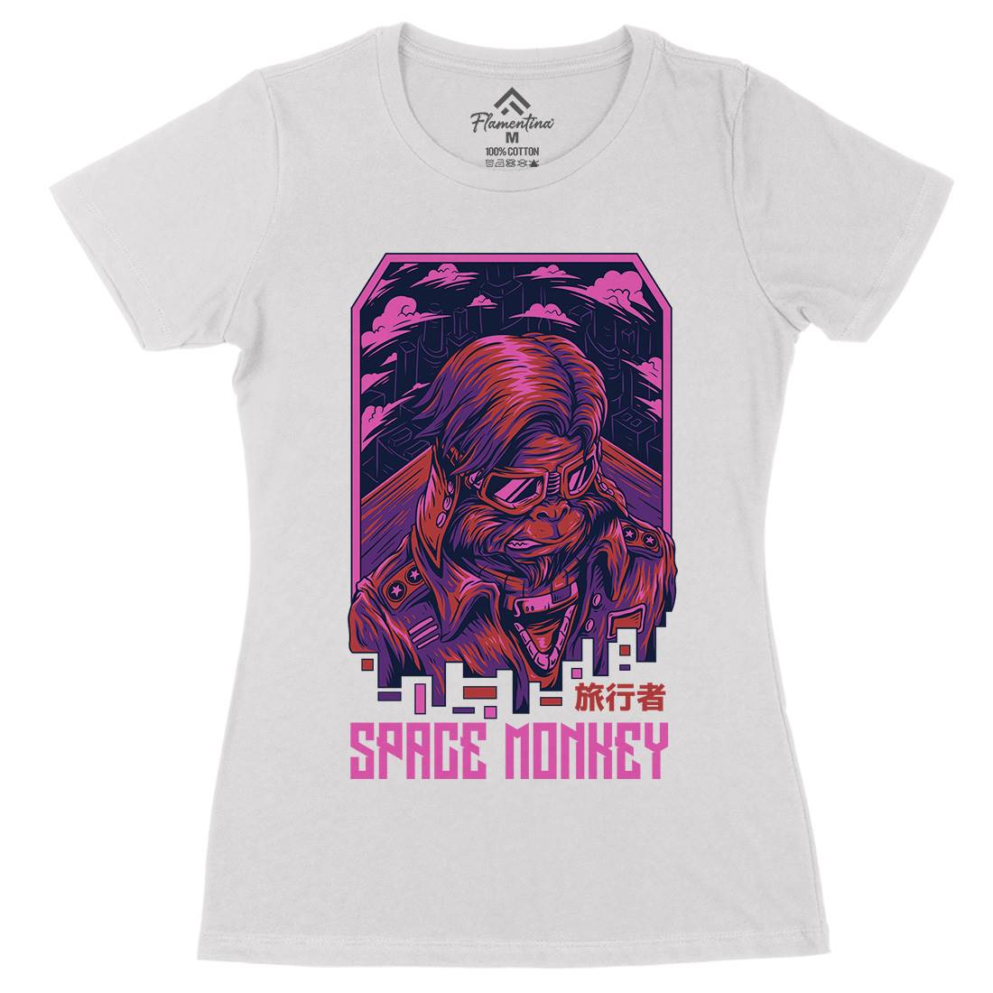 Monkey Womens Organic Crew Neck T-Shirt Space D829