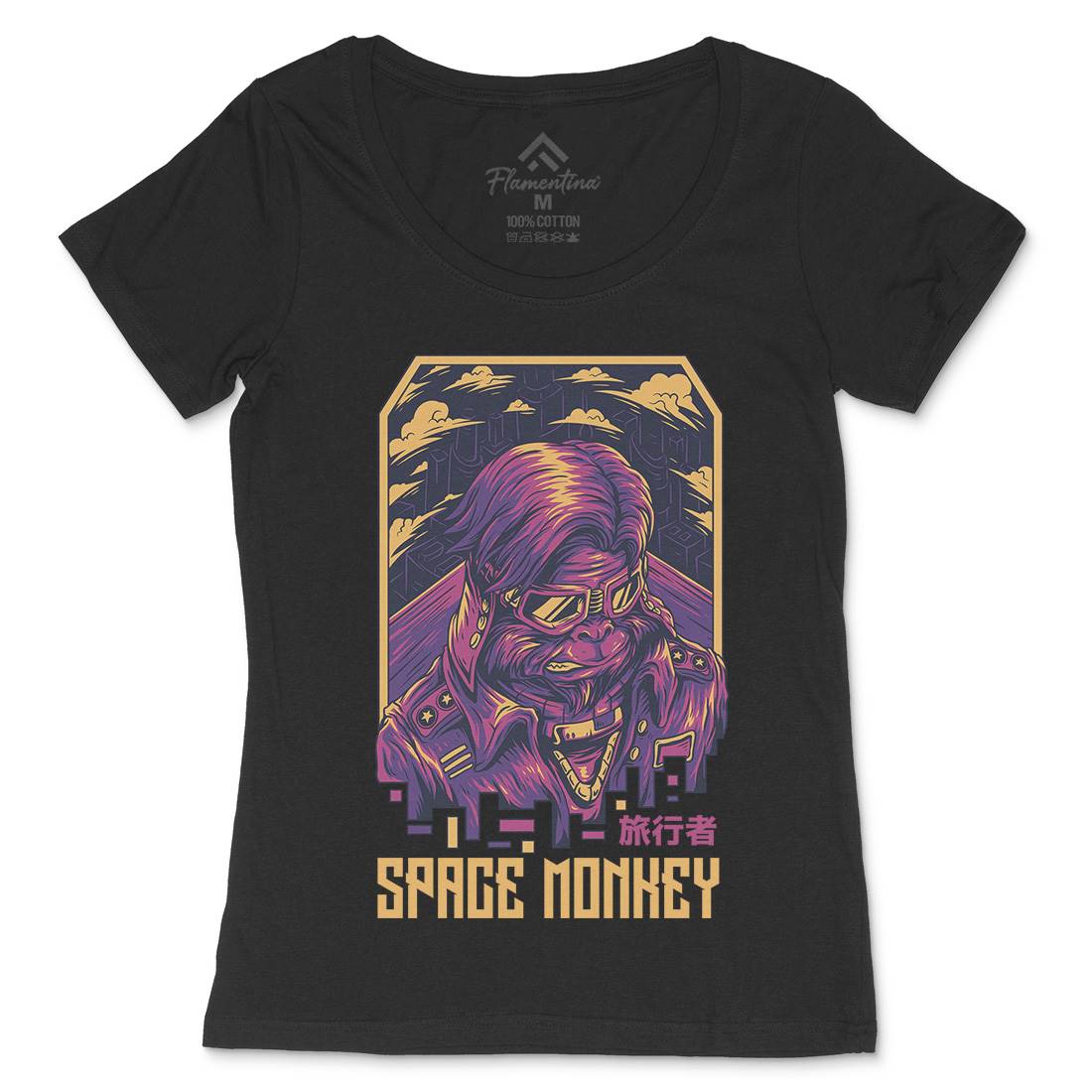 Monkey Womens Scoop Neck T-Shirt Space D829