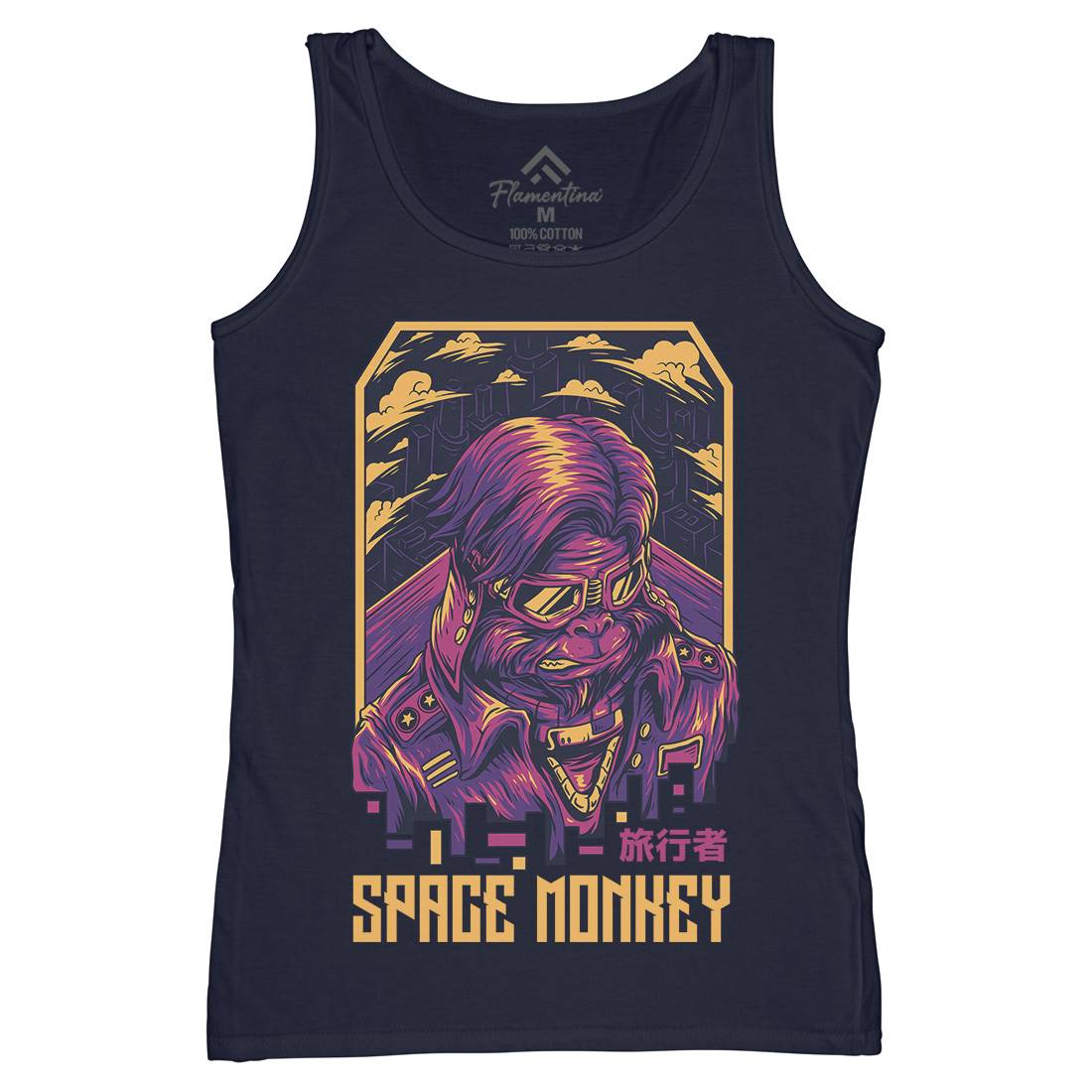 Monkey Womens Organic Tank Top Vest Space D829