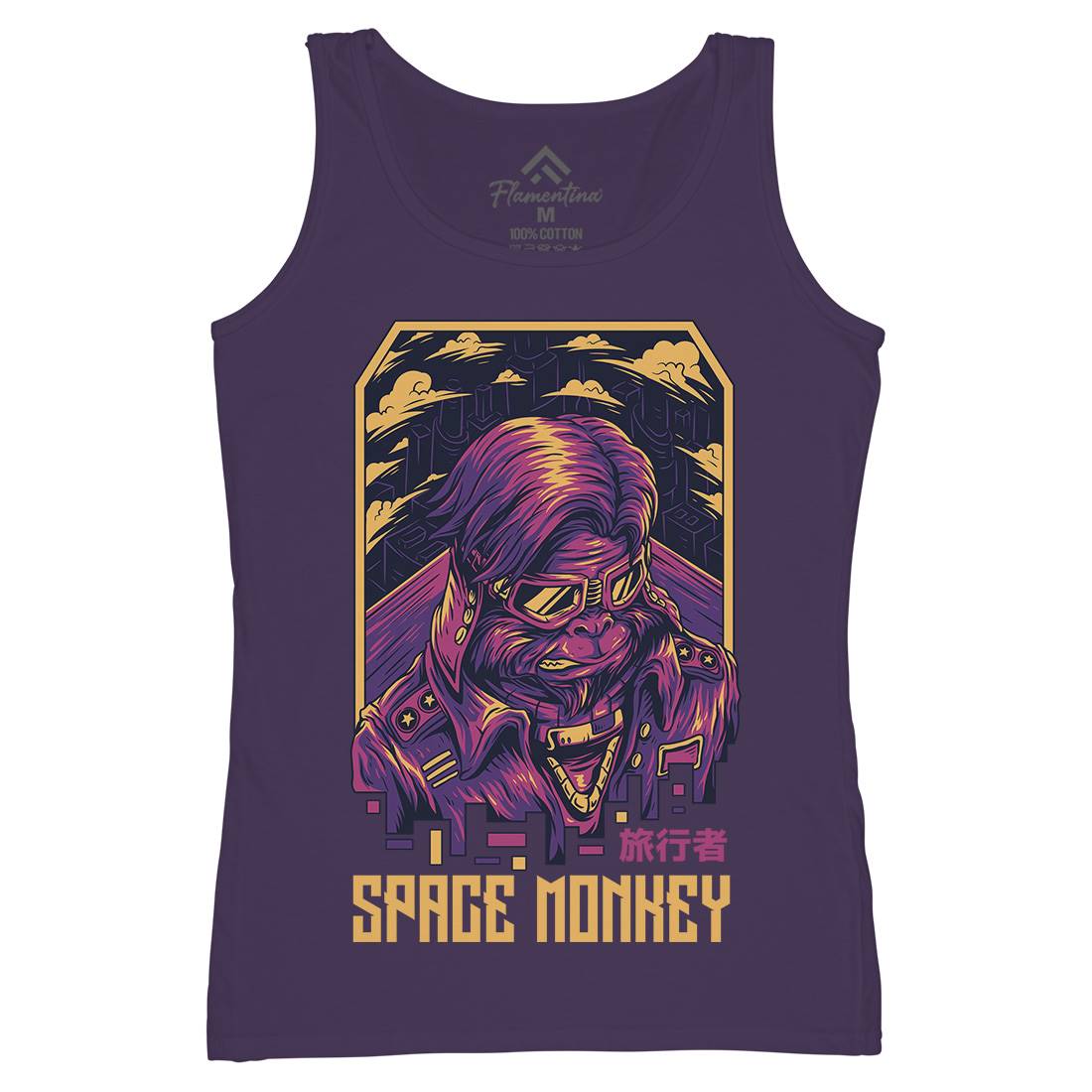 Monkey Womens Organic Tank Top Vest Space D829