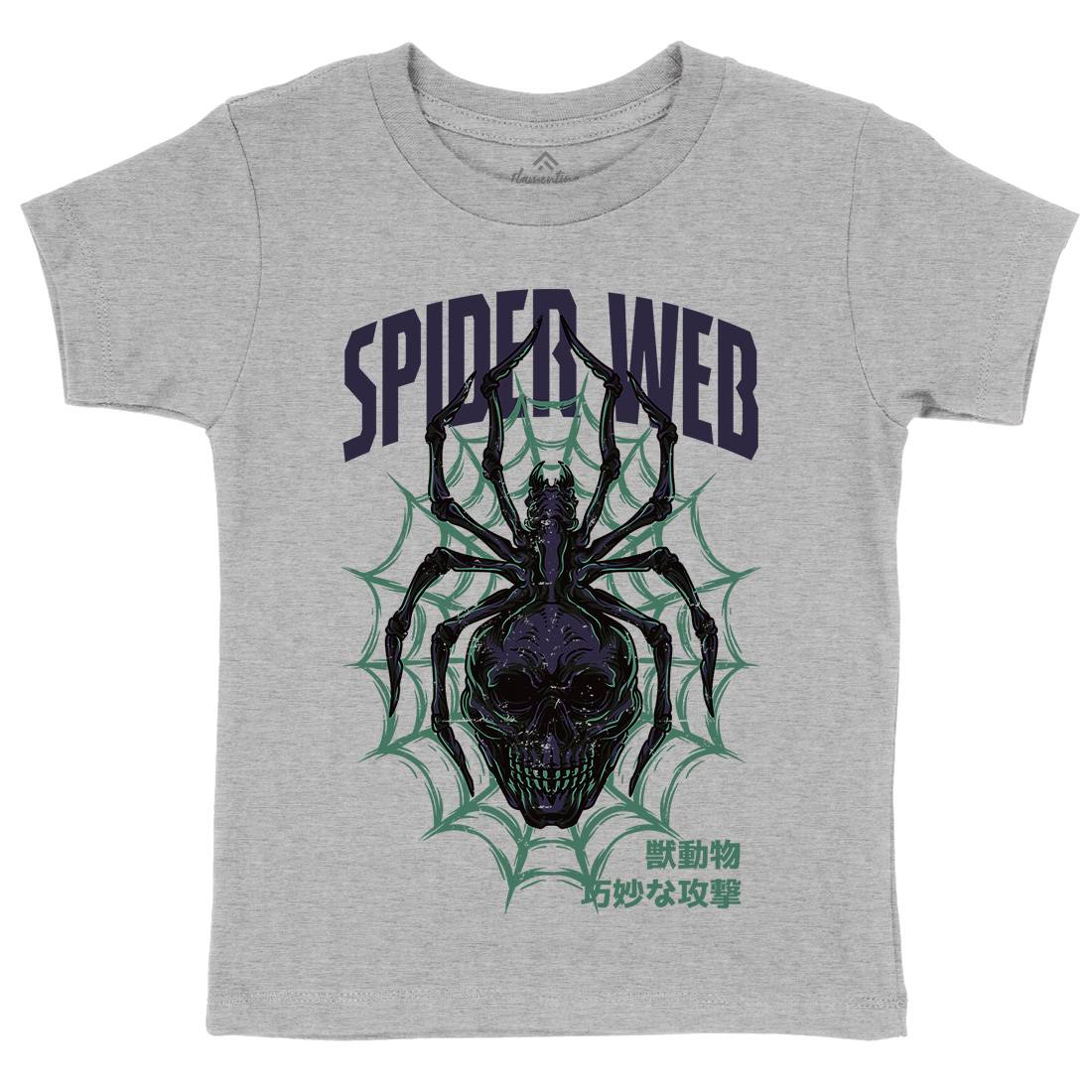 Spider Web Kids Organic Crew Neck T-Shirt Horror D830