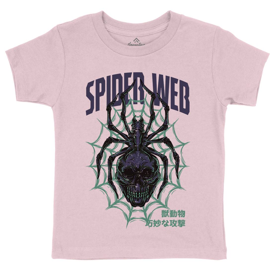 Spider Web Kids Organic Crew Neck T-Shirt Horror D830